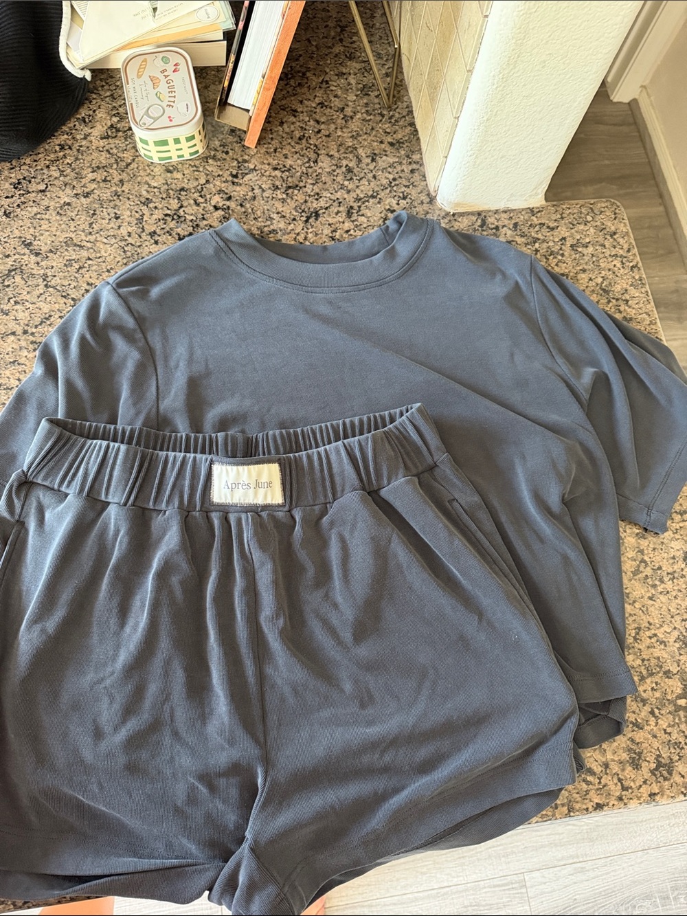 Apres June Grey Short Sleeve Top and Shorts Set